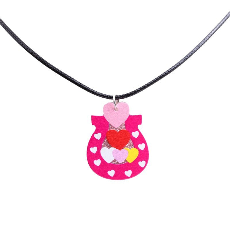 Wholesale Valentine's Day Sweater Hat Acrylic Necklace